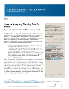 Network Adequacy Planning Tool