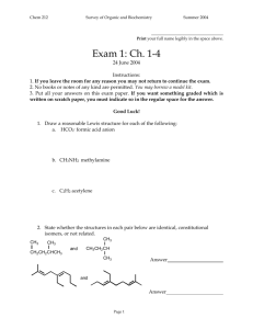 Chem 212 Survey of Organic and Biochemistry Summer 2004 Print