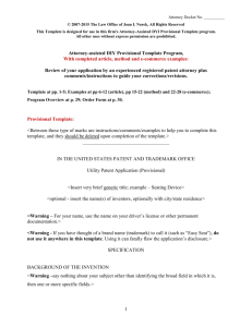 Provisional Patent Application Template