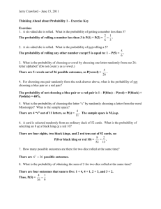 Thinking Ahead about Probability 1 – Exercise