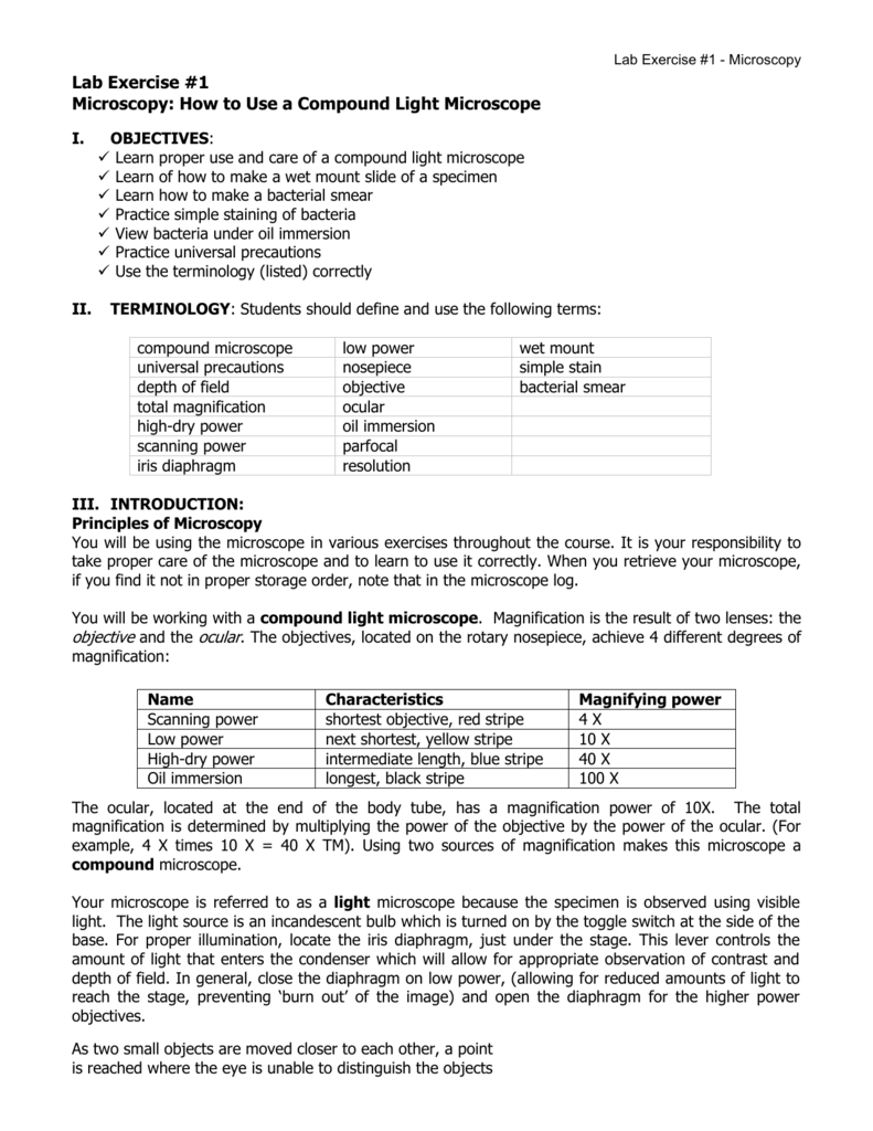 microscopy lab report biology