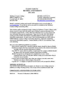 Transfer Guide for BETHEL UNIVERSITY 2011
