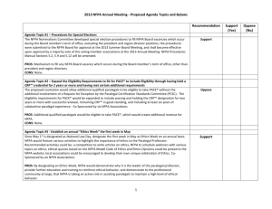 2013 NFPA Annual Meeting - Proposed Agenda Topics and Bylaws