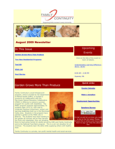 August 2009 Newsletter In This Issue Garden Grows More Than