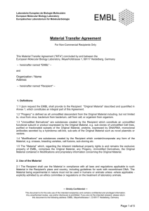 EMBL Standard Material Transfer Agreement