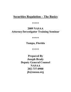 Securities Regulation – The Basics