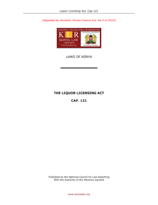 Liquor Licensing Act, Cap 121