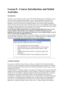 Lesson 0 - Course Introduction and Initial Activities