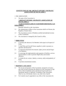 constitution of the aircraft owners' and pilots' association of south africa