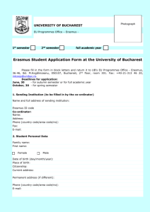 Erasmus Student Application Form at the University of Bucharest