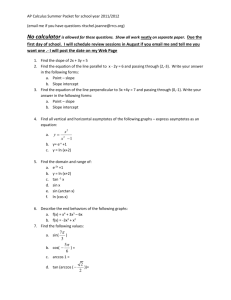 AP Calculus Summer Packet for school year 2011/2012 (email me if