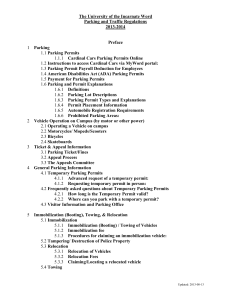 The University of the Incarnate Word Parking and Traffic Regulations