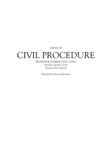 Index Of Civil Procedure Professor Norman Spaulding Autumn