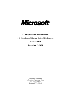 EDI 940 Implementation Guide - Microsoft