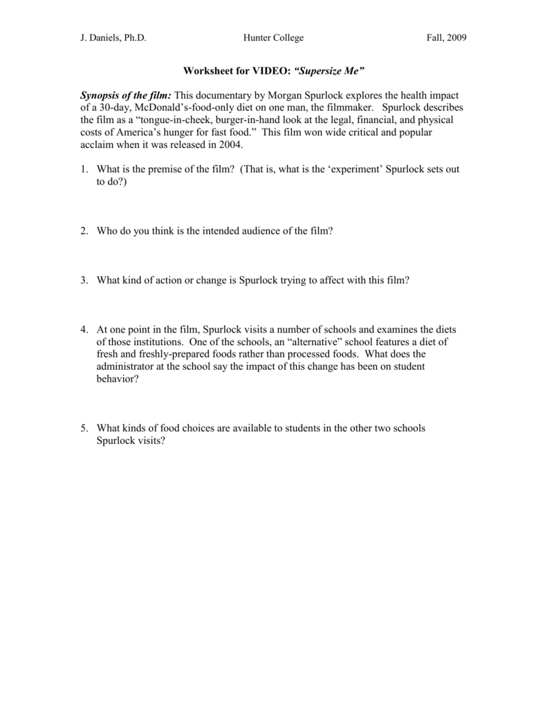 Supersize Me Film Worksheet Answers Ivuyteq