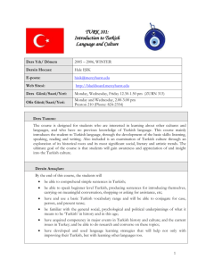 Course Syllabus for TURK 101