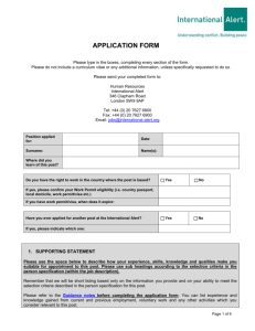 Application Form - International Alert