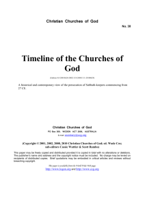 Timeline of the Churches of God (No. 30)