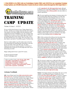 Training Camp Update Volume 10, Issue 1 – 8/12/15 We say it all