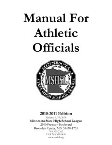 Manual For - the Minnesota State High School League!