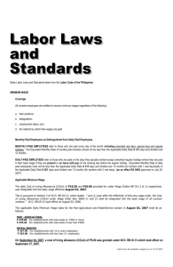 1 LABOR LAWS AND STANDARDS Basic Labor Laws and