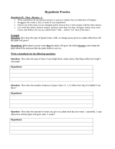 Variables and Hypothesis Practice