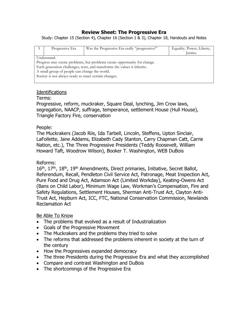 Progressive Era Muckrakers Worksheet Answers Ivuyteq