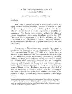 The Anti-Trafficking in Persons Act of 2003: Issues and Problems