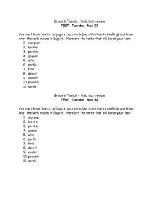 Grade 8 French - Verb test review