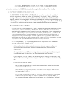 COBRA Subsidy Law