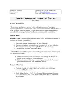 OT611: 2013 Sprg, Howard, Understanding & Using the Psalms