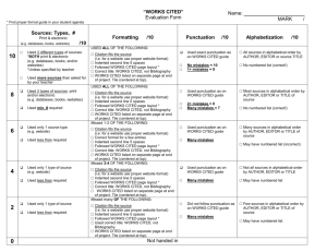 Works Cited Evaluation Rubric