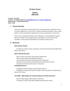 AP Music Theory Syllabus 2009-2010 Instructor: Mr. Stith Contacts