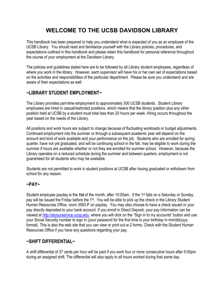 Timesheets UCSB Library