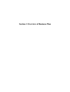 Section 1 Overview of Business Plan
