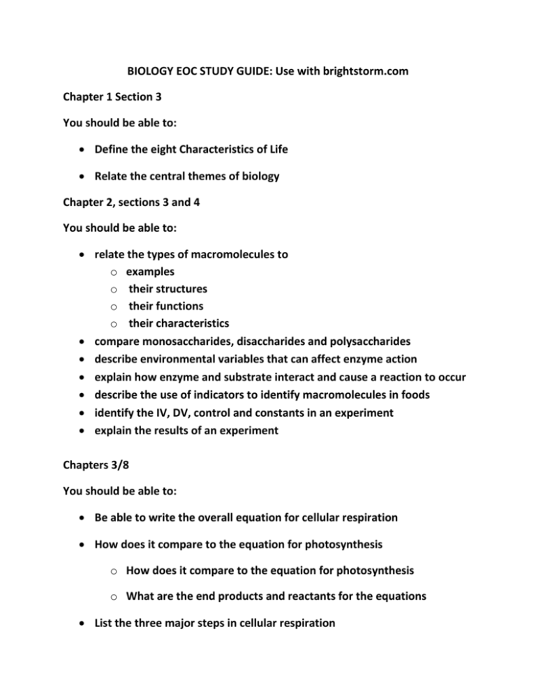 EOC Study Guide EOC Study Guide