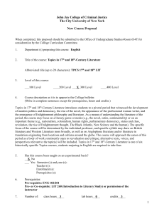 LIT 373 Topics in 17 th & 18 th Century Literature