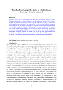 Reaction time in cognitive tasks in relation to age