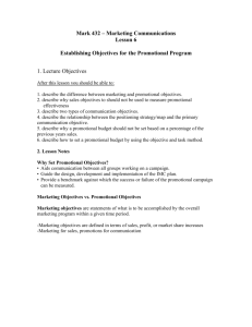 Lecture 6 Establishing Objectives for the
