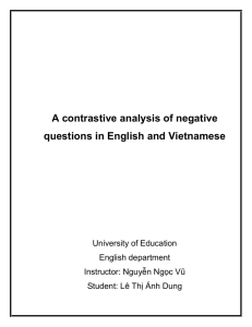 III. Negative questions in English and Vietnamese