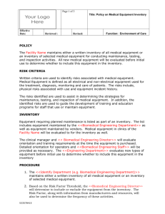 Policy on Medical Equipment Inventory