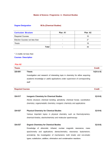 Master of Science in Chemical Studies