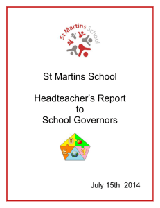 St Martins School Headteacher's Report to School Governors July