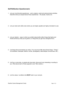 Self-Reflection Questionnaire - Stanford Graduate School of Business