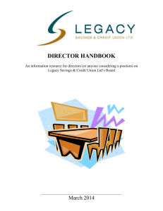 Director Handbook - Legacy Savings & Credit Union Ltd