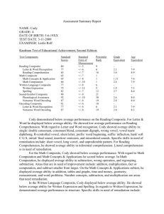 Assessment Summary Report