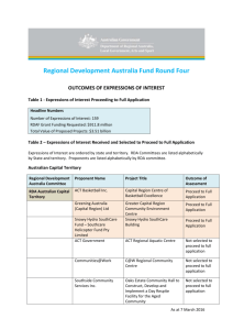 Regional Development Australia Fund Round Four OUTCOMES OF