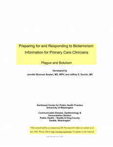 Preparing for and Responding to Bioterrorism: Information for