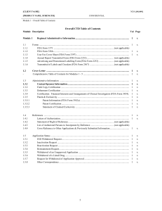 CTD - Overall Table of Contents (template)