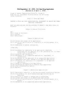 FDA Regulation: 21 – CFR – 314 New Drug Application